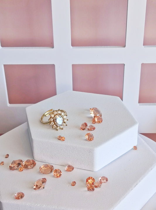 Bague retro cristal forme fleur