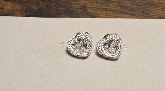 Boucles d'oreilles cœur strass et cristal