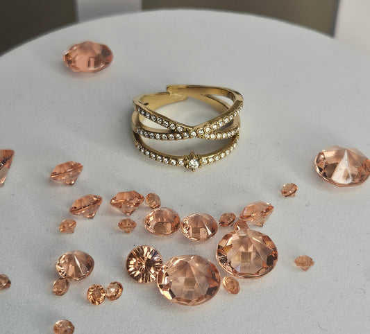 Bague 3 rangs et zirconium