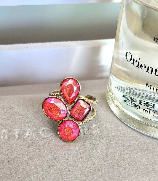 Bague cristal 4 rouge