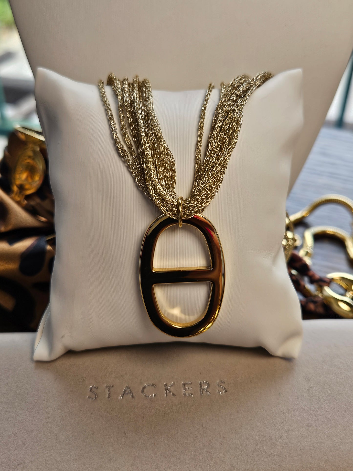 Collier maille marine et fil dor