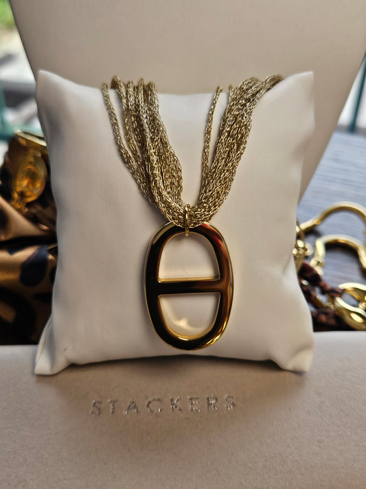 Collier maille marine et fil dor