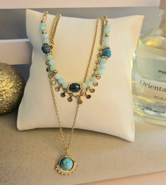 Collier triple turquoise