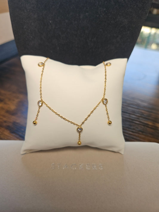 Collier strass et perle d'acier