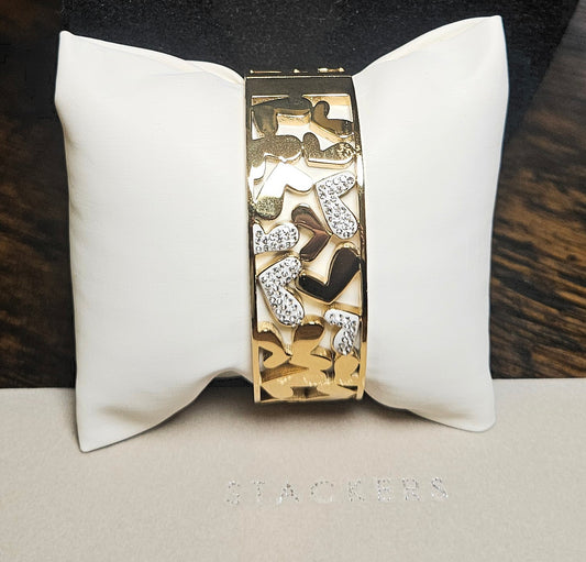 Bracelet jonc coeur strass