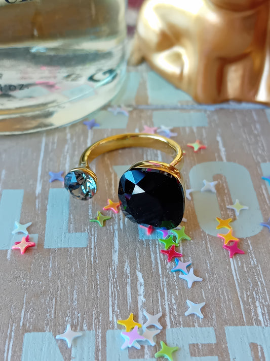 Bague swaroski double noire