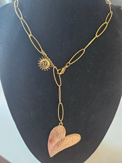 Collier sautoir cœur et soleil