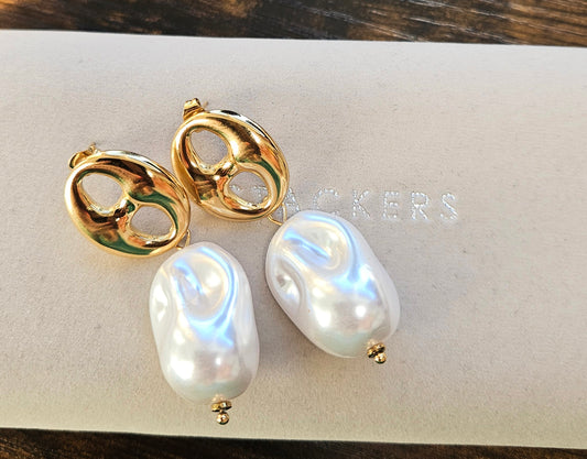 Boucles d'oreilles perles et grain de cafe