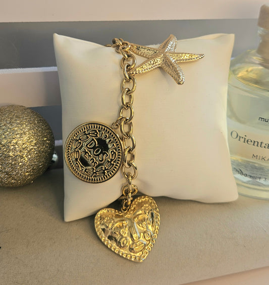 Bracelet pièces cœur étoile