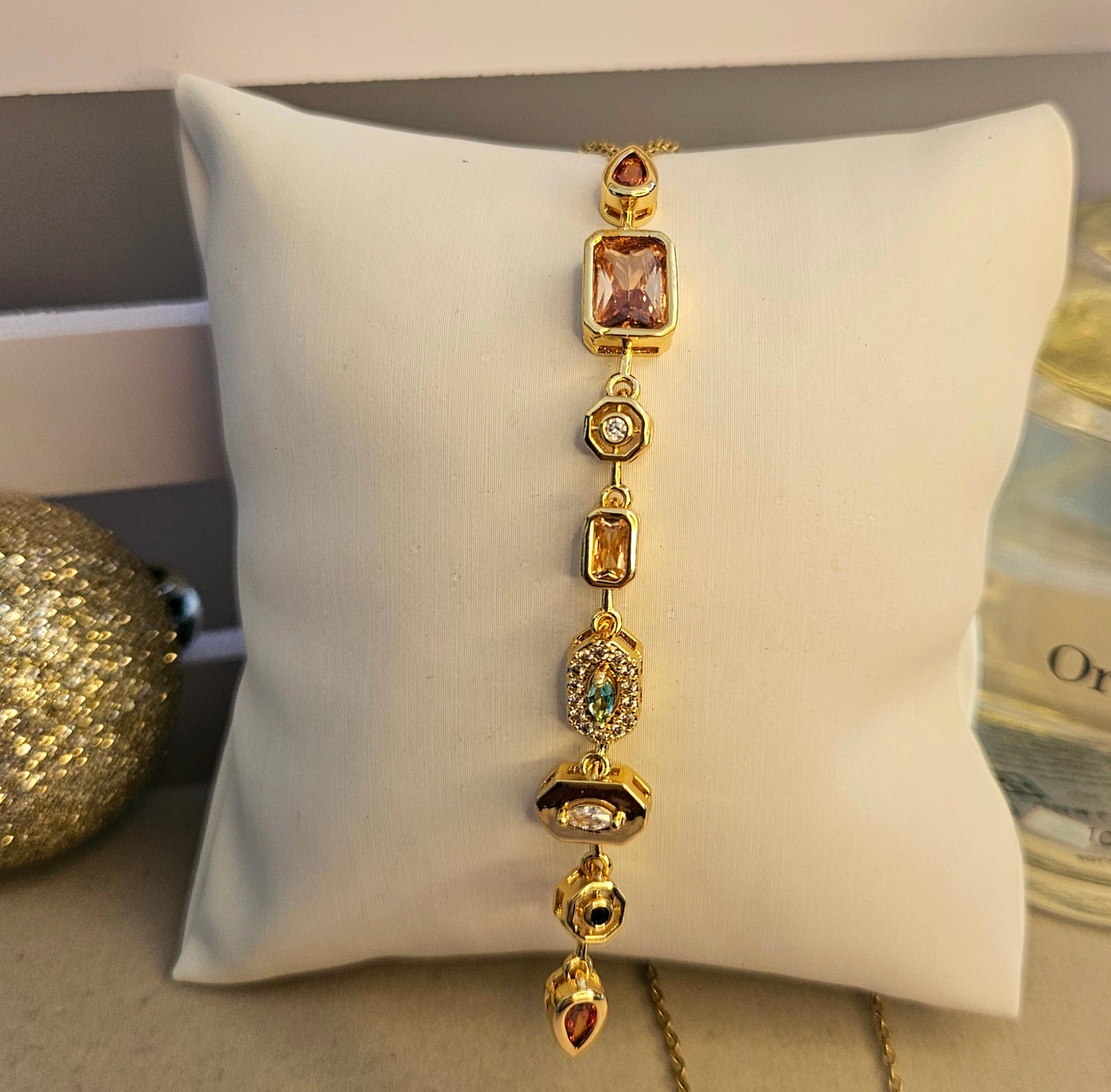 Collier cristaux champagne