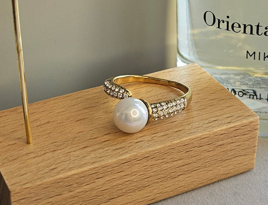 Bague perle et zirconium