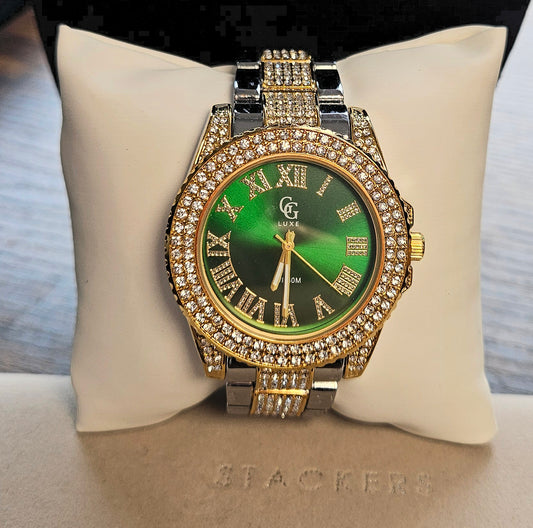 Montre argent verte grand model