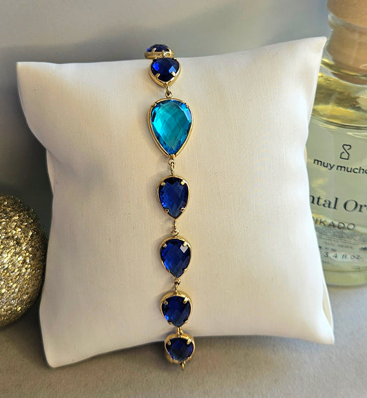 Bracelet cristal bleue goutte