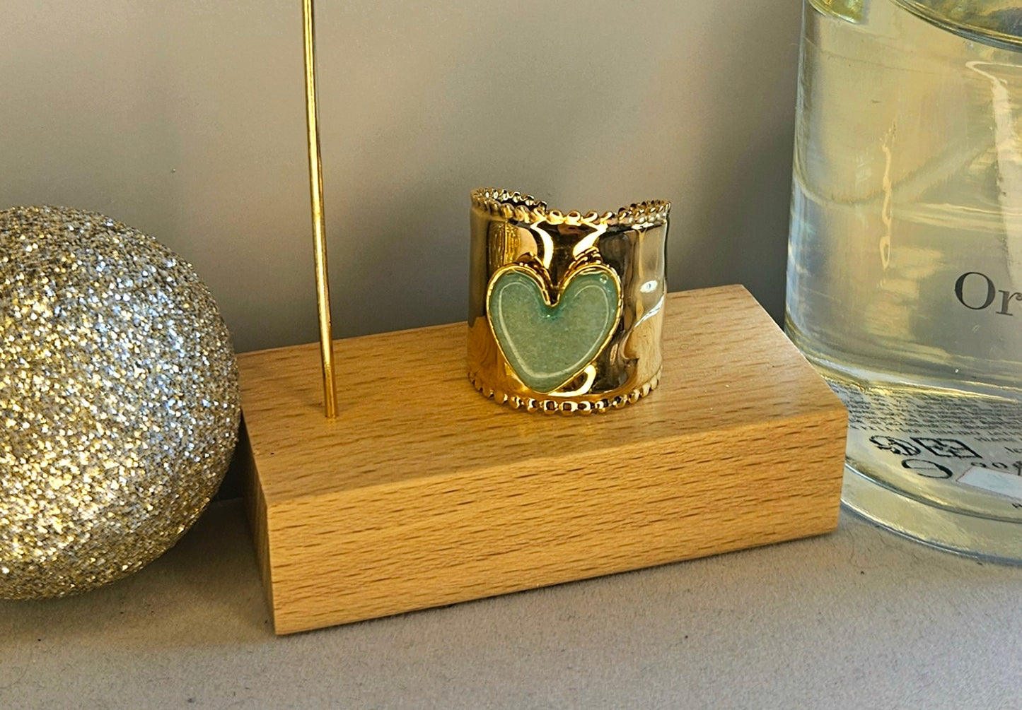 Bague coeur vert