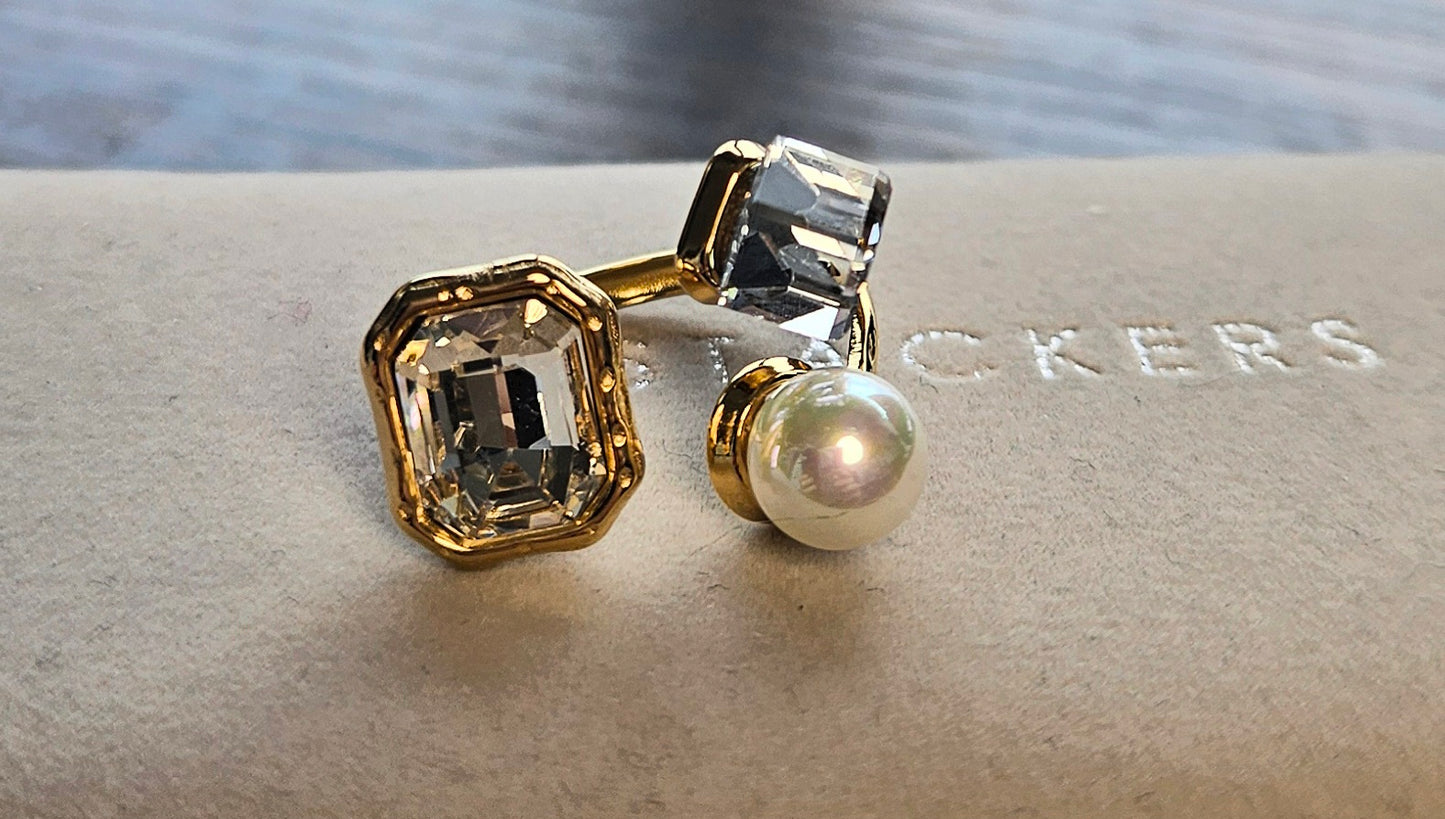 Bague double cristal et perle