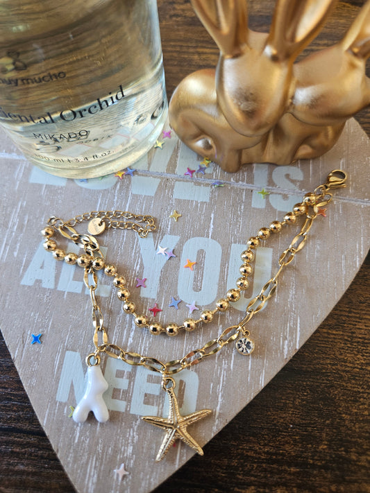 Bracelet corail strass et