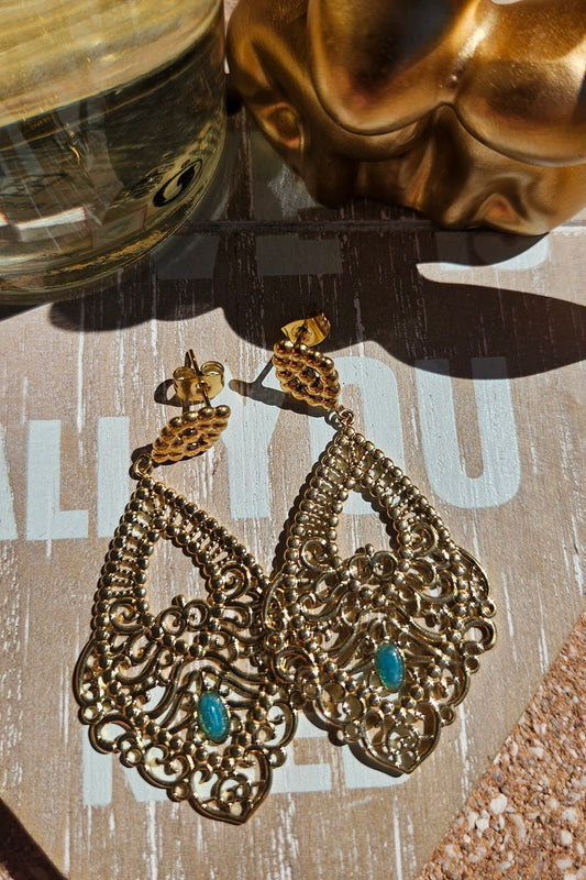 Boucles d'oreilles orientale bleu