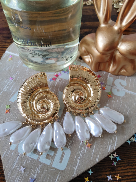 Boucles d'oreilles escargot perle