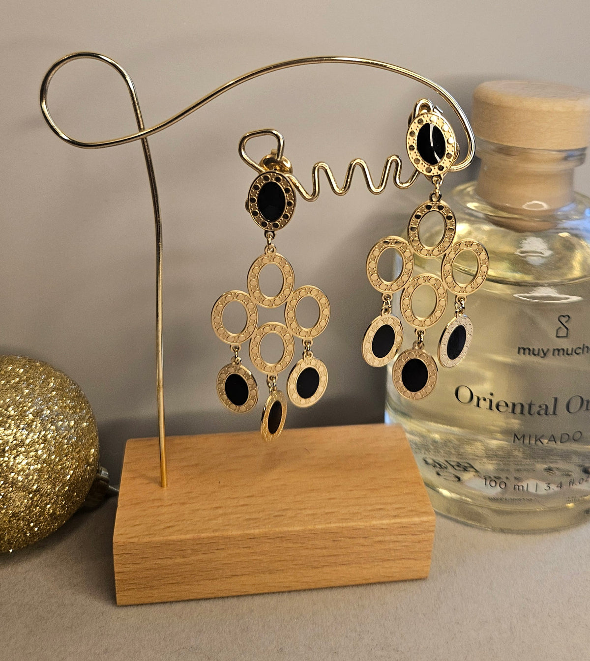 Boucles d'oreilles rond noires