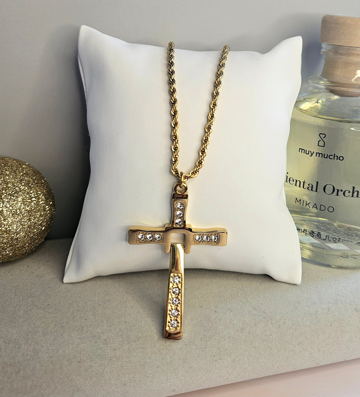 Collier sautoir croix zirconium