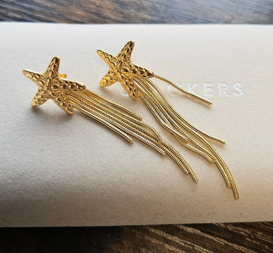 Boucles d'oreilles etoile et chaînette