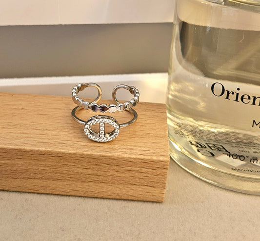 Bague marine argent zirconium