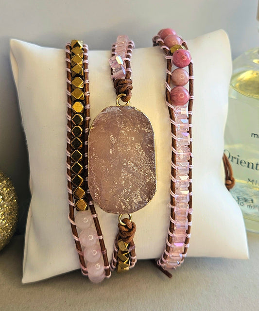 Bracelet pierre rose cristal