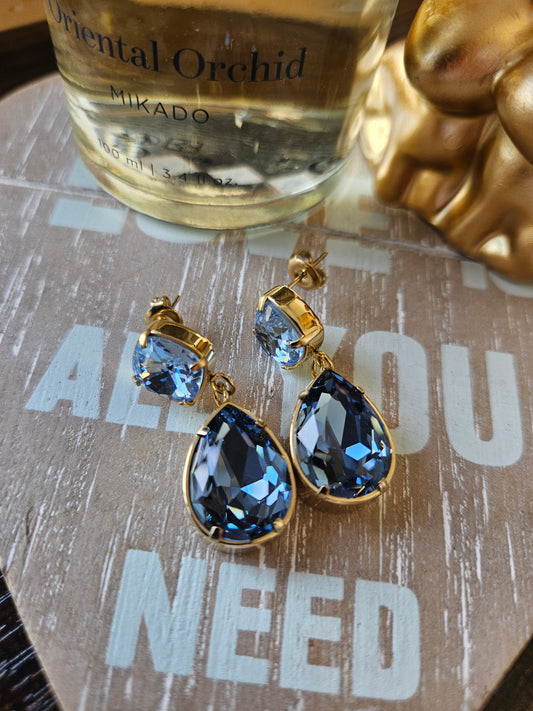 Boucles d'oreilles bleu cristal