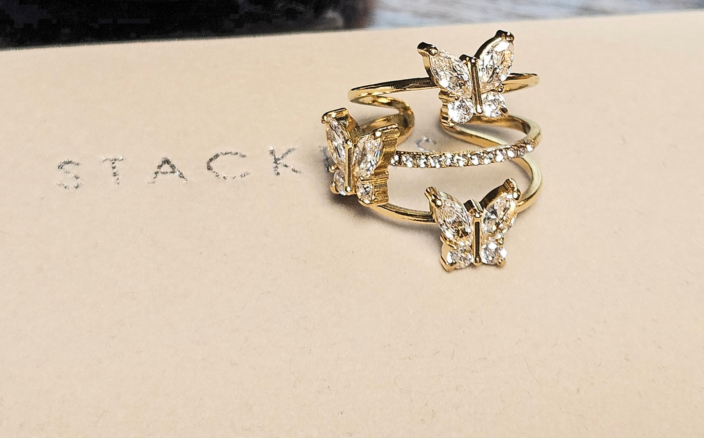 Bague papillon zirconium