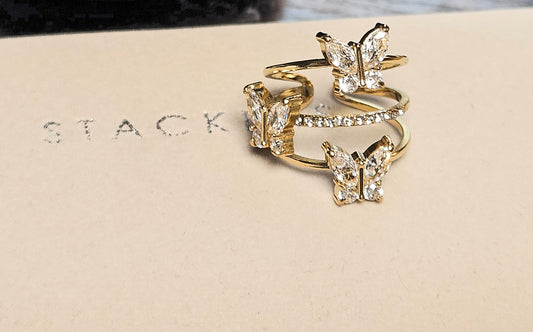 Bague papillon zirconium