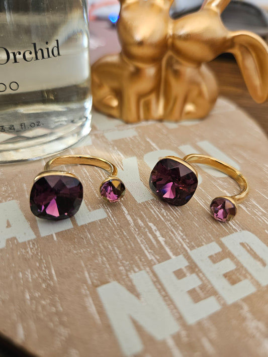 Bague swarovski violette translucide