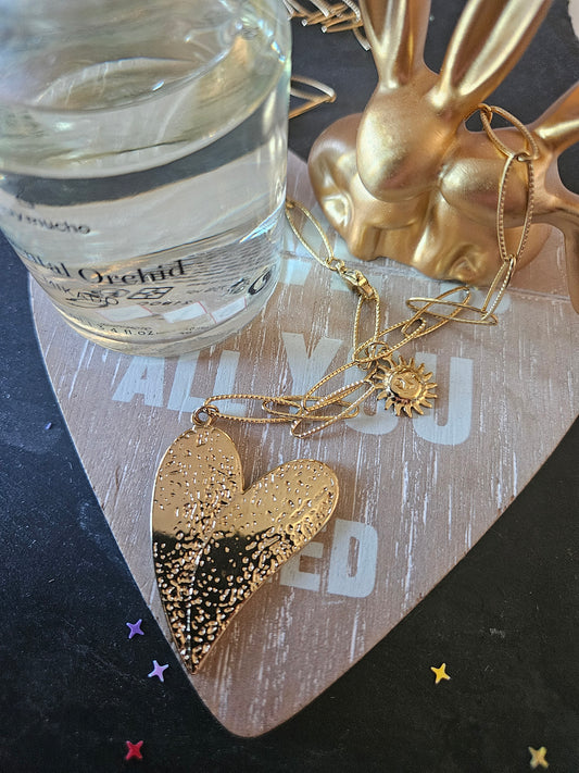 Collier sautoir cœur et soleil