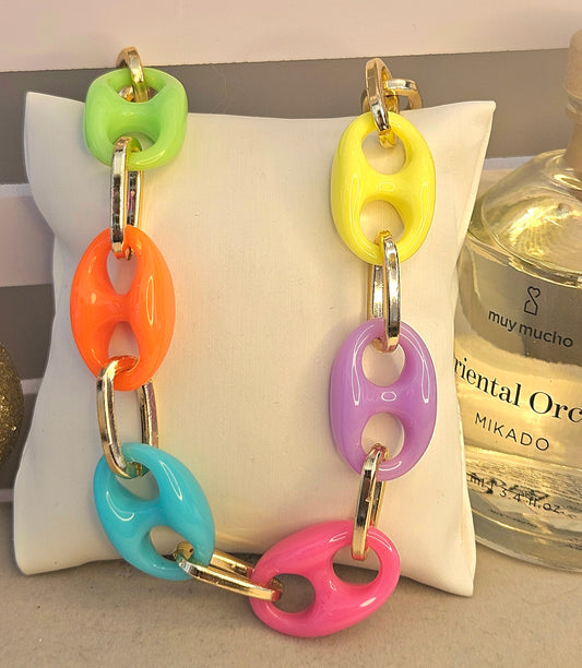 Collier multicolore grain de café