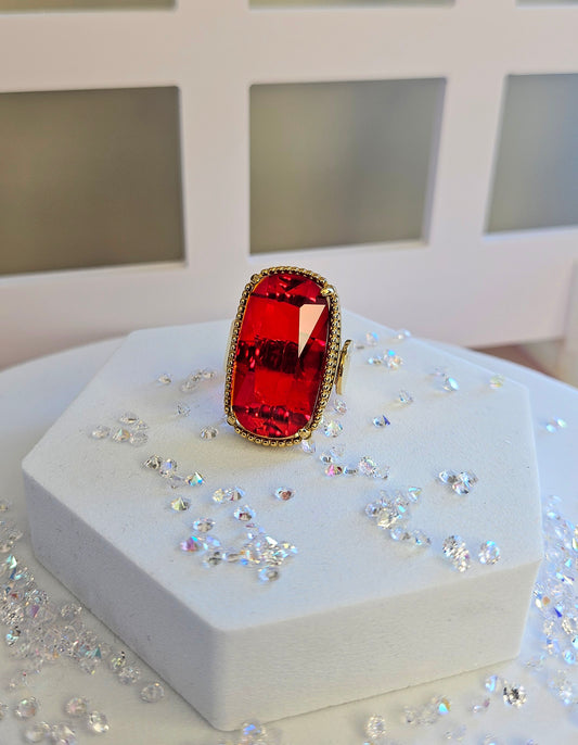 Bague verre rouge