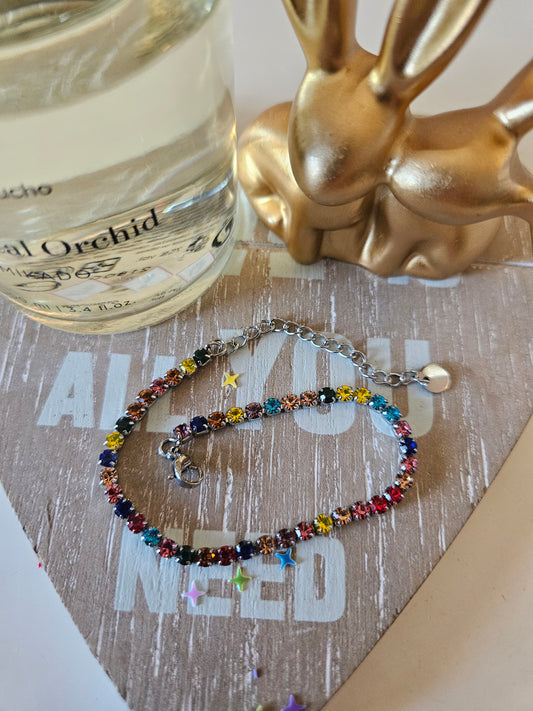 Bracelet strass multicolore acier