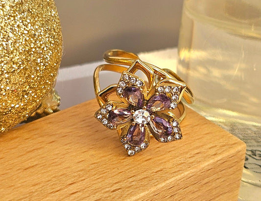Bague or antistress zirconium violet