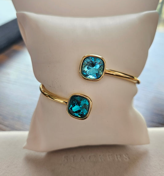 Bracelet double cristal bleue