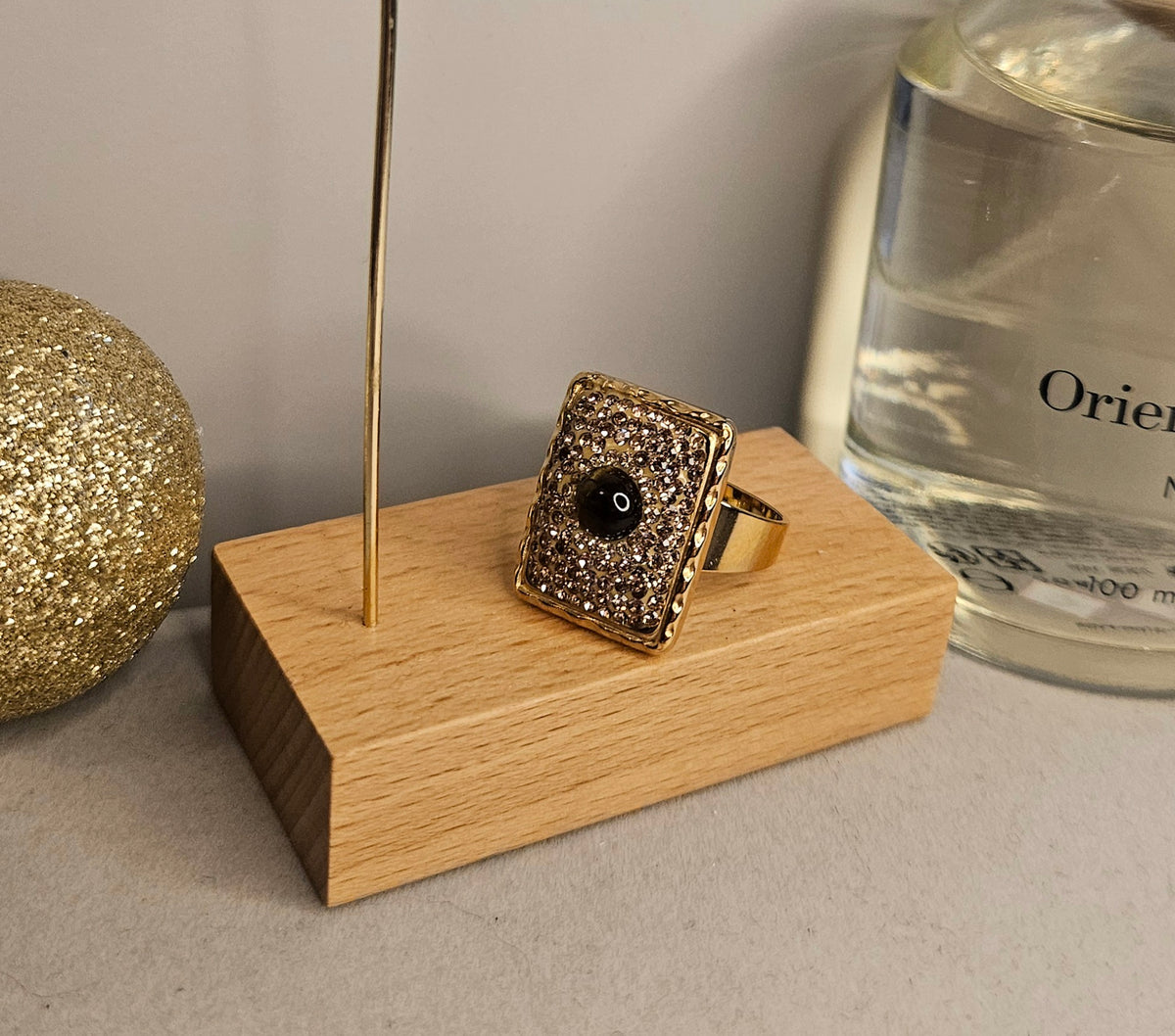 Bague carre zirconium champagne