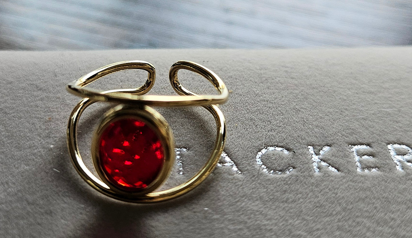 Bague cristal rouge ronde