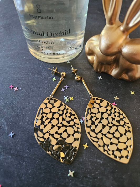 Boucles d'oreilles feuilles dessinées