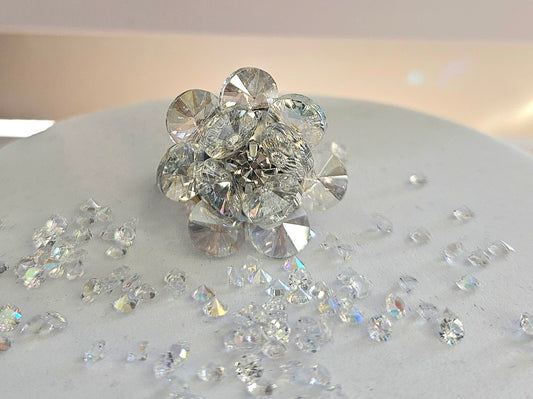 Bague fleur pétales cristal