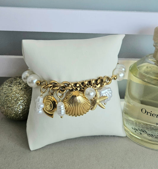 Bracelet coquillage et perle