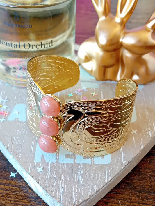 Bracelet manchette pierre naturelle parm
