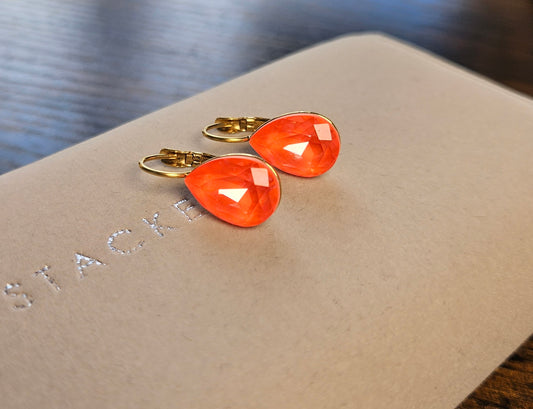 Boucles d'oreilles cristal orange fluo