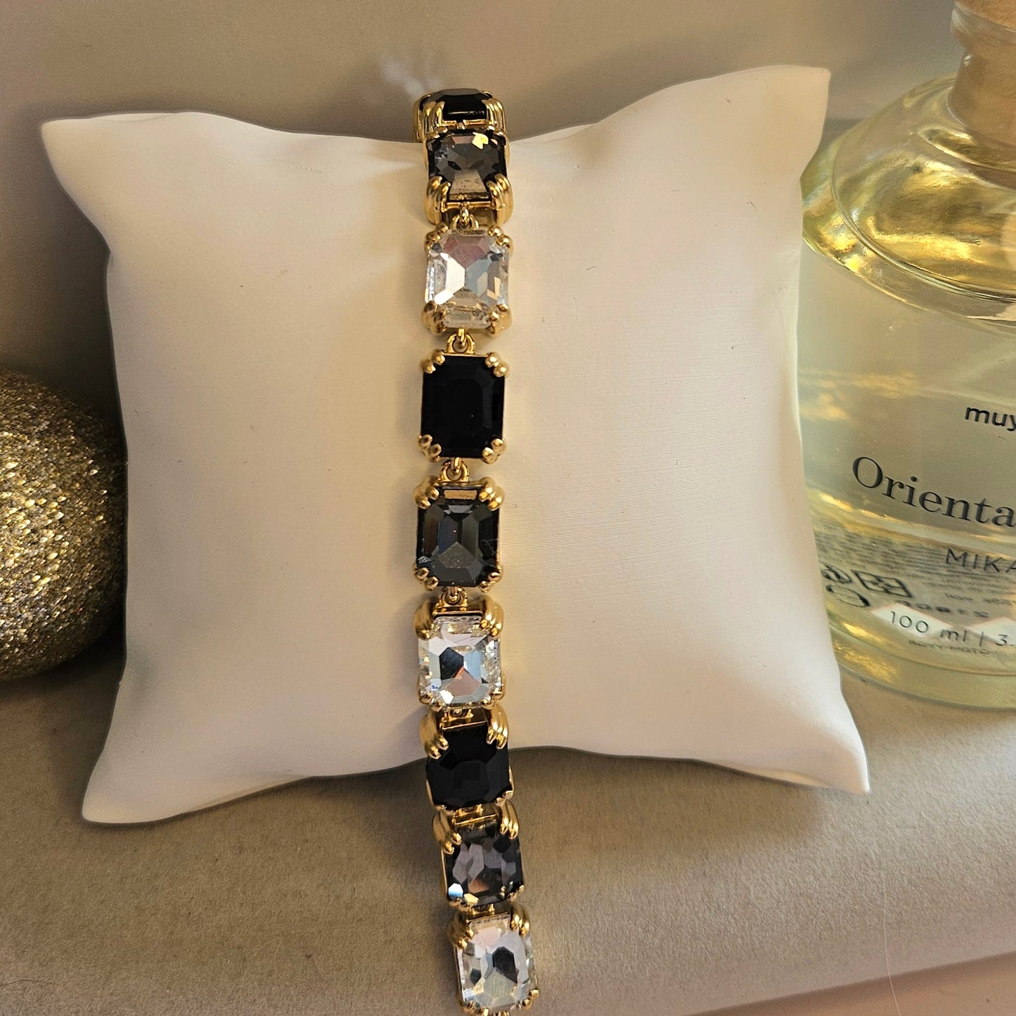 Barcelet cristal noir et blanc