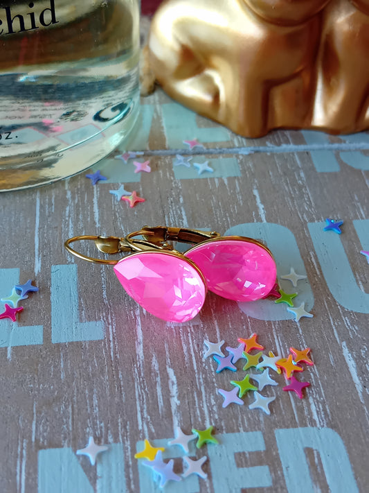 Boucle d'oreille swaroski rose givre