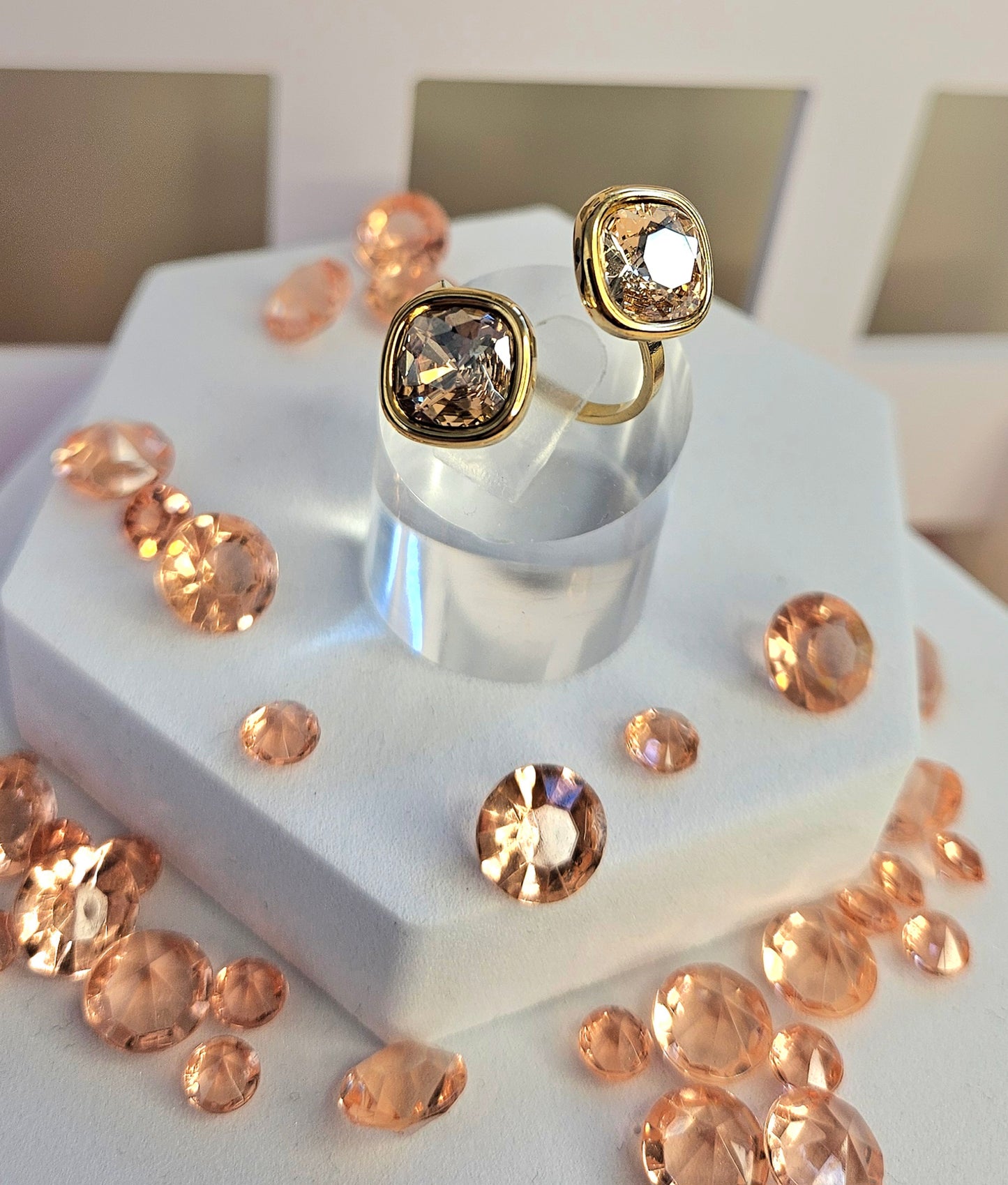 Bague double cristal champagne