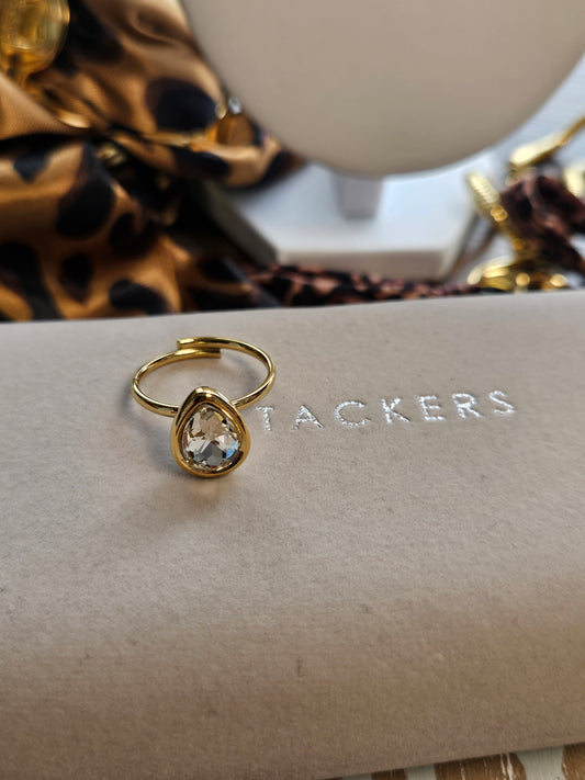 Bague goutte cristal argent