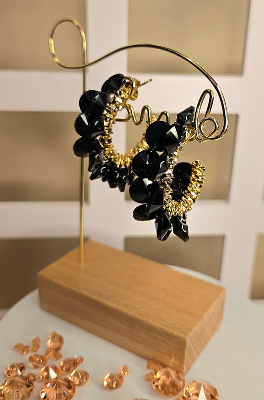 Boucles d'oreilles créoles cristal noire