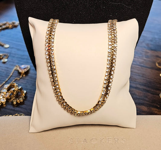 Collier zirconium et acier double couleur